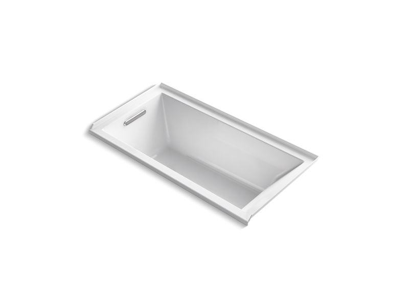 KOHLER K-1167-JLH-0 White Underscore 60" x 30" heated whirlpool bath with left drain