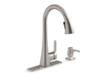 KOHLER K-R26281-SD-VS Maxton Touchless pull-down kitchen faucet with soap/lotion dispenser In Vibrant Stainless