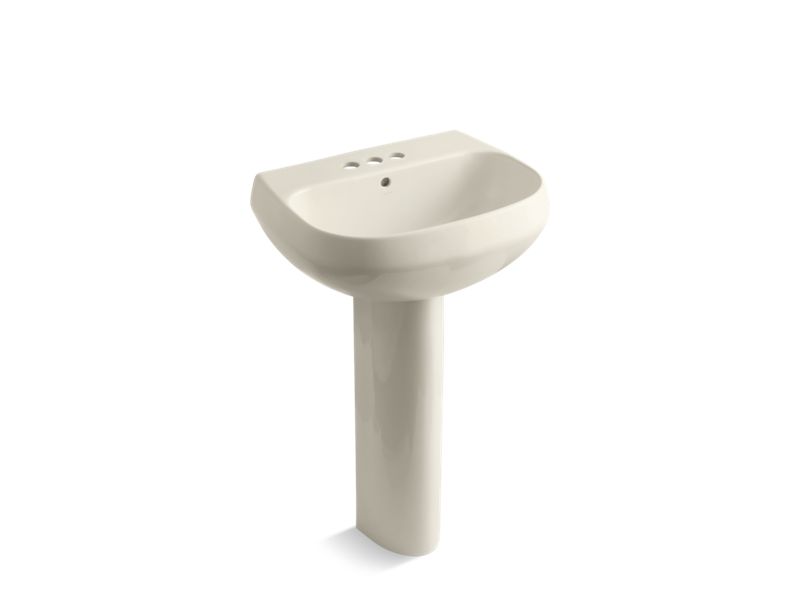 KOHLER K-2293-4-47 Wellworth Pedestal bathroom sink with 4" centerset faucet holes