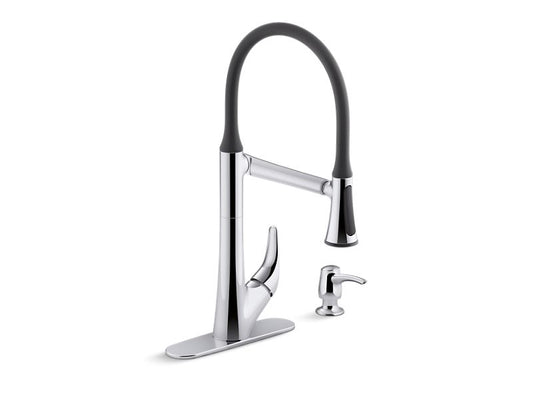 KOHLER K-R77764-SD-CP Polished Chrome Arise Articulating pull-down kitchen faucet with DockNetik and Sweep spray with soap/lotion dispenser