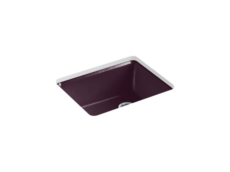KOHLER K-5872-5UA1-PLM Riverby 25" x 22" x 9-5/8" undermount single-bowl kitchen sink with rack