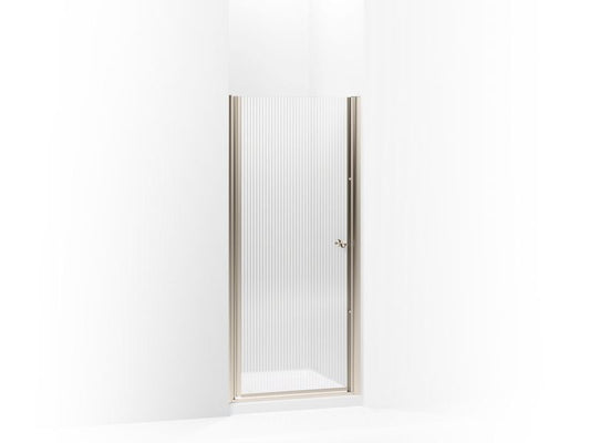 KOHLER K-702402-G54-ABV Anodized Brushed Bronze Fluence Pivot shower door, 65-1/2" H x 30 - 31-1/2" W, with 1/4" thick Falling Lines glass