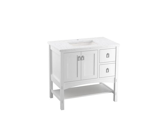 KOHLER K-99556-R-1WA Marabou 36" Bathroom Vanity Cabinet In Linen White