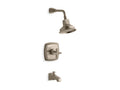 KOHLER K-TS16225-3-BV Margaux Rite-Temp bath and shower trim set with cross handle and NPT spout, valve not included