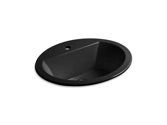 KOHLER K-2699-1-7 Black Black Bryant Oval Drop-in bathroom sink with single faucet hole