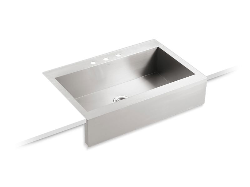 KOHLER K-3942-3-NA Vault 35-3/4" Top-Mount Single-Bowl Farmhouse Kitchen Sink