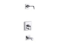 KOHLER K-T13133-4BL-CP Pinstripe Rite-Temp(R) bath and shower trim set with push-button diverter and lever handle, less showerhead