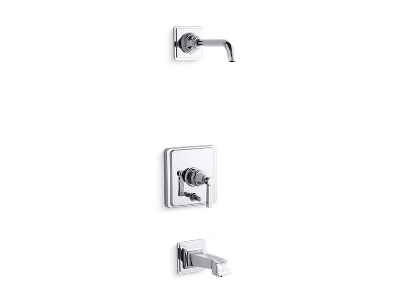 KOHLER K-T13133-4BL-CP Pinstripe Rite-Temp(R) bath and shower trim set with push-button diverter and lever handle, less showerhead