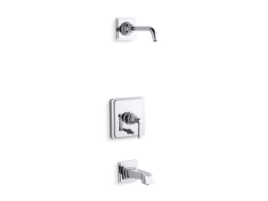 KOHLER K-T13133-4BL-CP Pinstripe Rite-Temp(R) bath and shower trim set with push-button diverter and lever handle, less showerhead