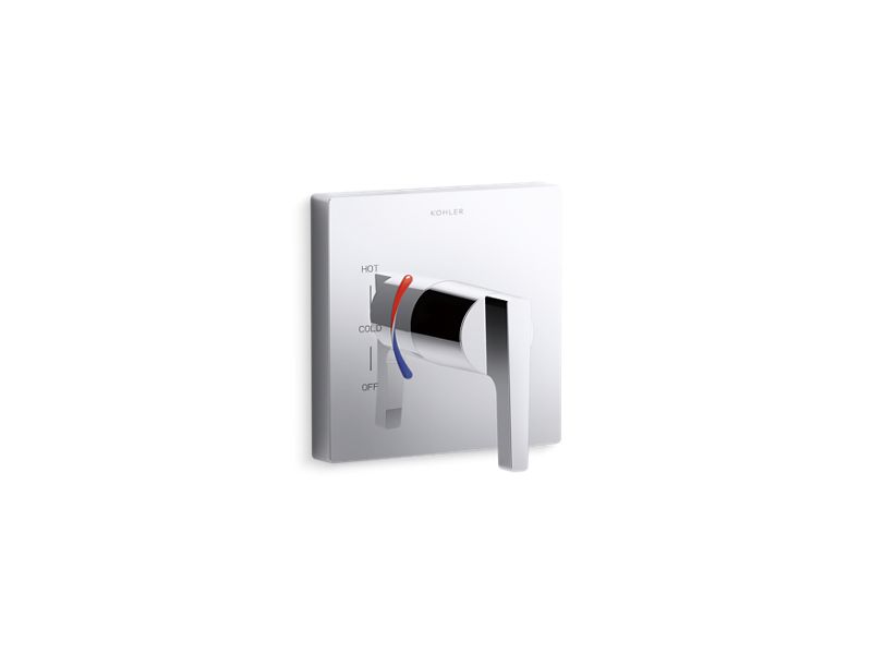 KOHLER K-TS99761-X4-CP Polished Chrome Honesty Rite-Temp valve trim with lever handle and red/blue indexing