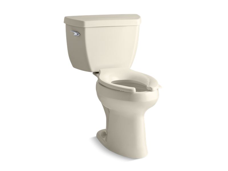 KOHLER K-3519-T-47 Almond Highline Classic Two-piece elongated chair height toilet with tank cover locks