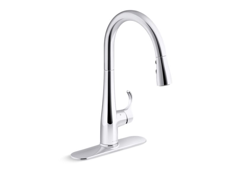 KOHLER K-22036-CP Polished Chrome Simplice Touchless pull-down kitchen sink faucet with three-function sprayhead