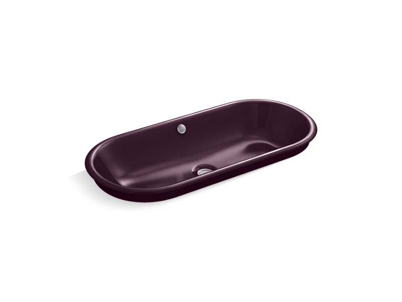 KOHLER K-20213-PL-PLM Iron Plains Capsule Drop-in/undermount vessel bathroom sink with Black Plum painted underside