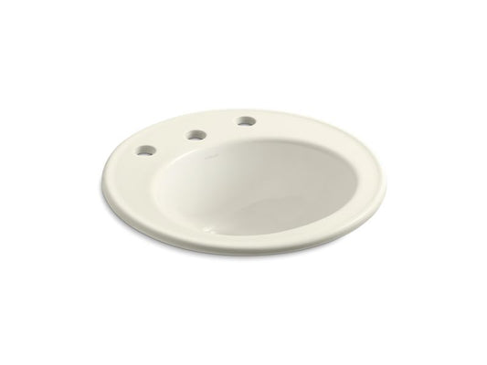 KOHLER K-2202-8-96 Brookline 19" diameter drop-in bathroom sink with 8" widespread faucet holes