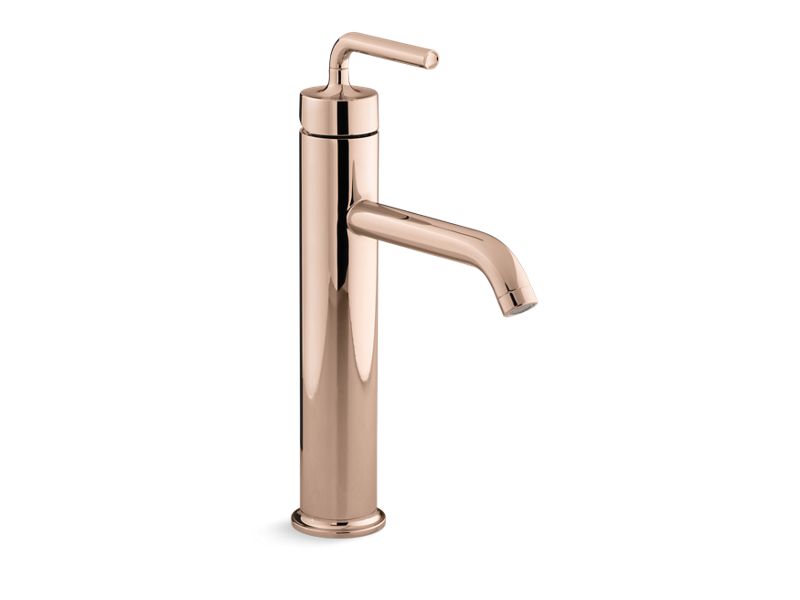 KOHLER K-14404-4A-RGD Vibrant Rose Gold Purist Tall single-handle bathroom sink faucet with lever handle, 1.2 gpm