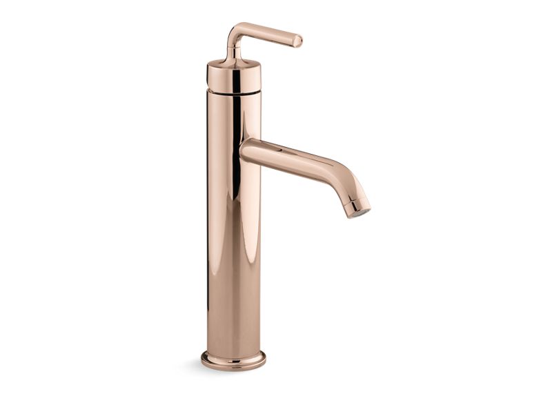 KOHLER K-14404-4A-RGD Purist Tall Single-Handle Bathroom Sink Faucet With Lever Handle, 1.2 Gpm In Vibrant Rose Gold