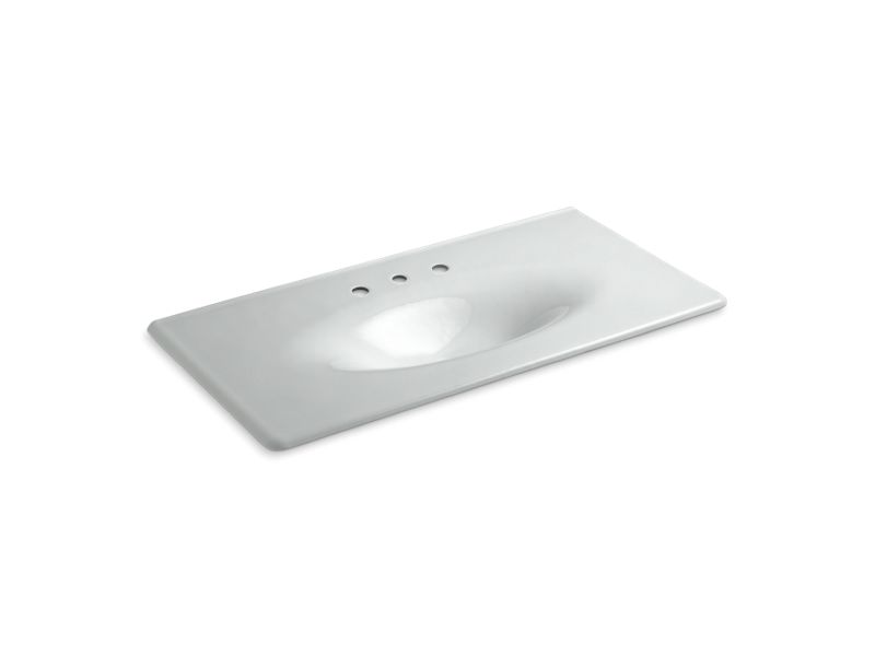 KOHLER K-3052-8-95 Ice Grey Iron/Impressions 43" Enameled cast iron vanity top with integrated oval sink