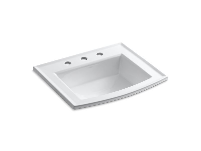 KOHLER K-2356-8-0 White Archer Drop-in bathroom sink with 8" widespread faucet holes