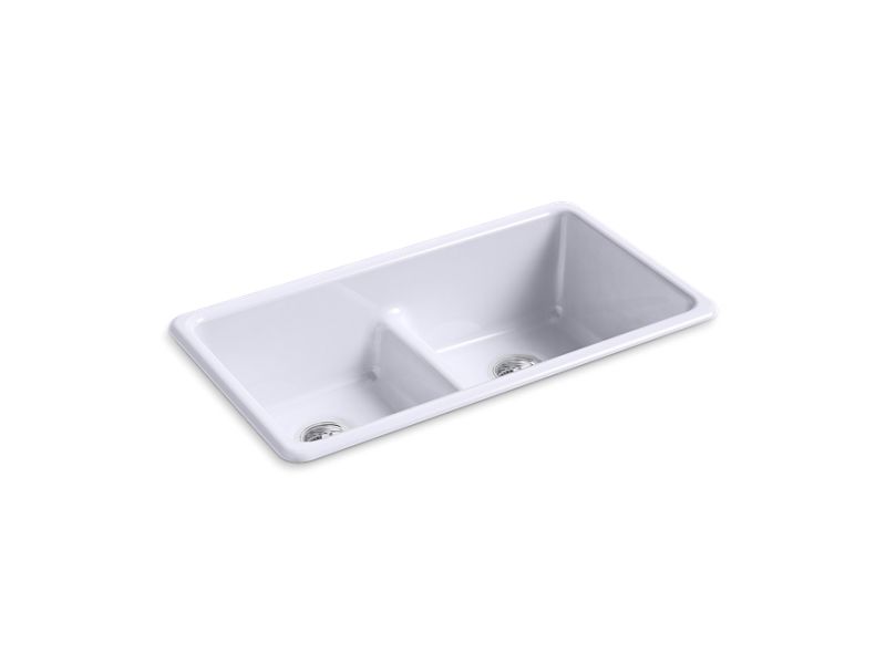KOHLER K-5312-GRL Iron/Tones 33" x 18-3/4" x 9-5/8" Smart Divide top-mount/undermount double-equal kitchen sink