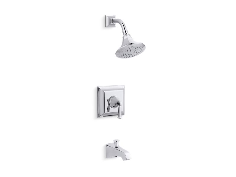 KOHLER K-TS461-4S-CP Memoirs Stately Rite-Temp bath and shower valve trim with lever handle, spout and 2.5 gpm showerhead