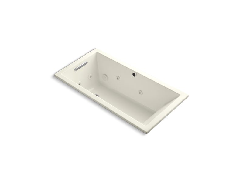 KOHLER K-1167-JH-96 Biscuit Underscore 60" x 30" heated whirlpool bath with end drain