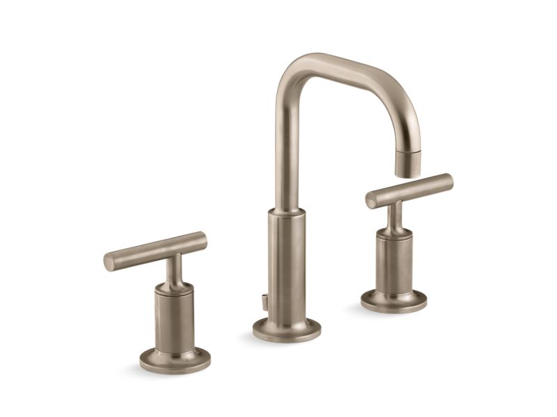KOHLER K-14406-4-BV Vibrant Brushed Bronze Purist Widespread bathroom sink faucet with lever handles, 1.2 gpm