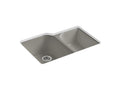 KOHLER K-5931-4U-K4 Executive Chef 33" x 22" x 10-5/8" Undermount large/medium, high/low double-bowl kitchen sink with 4 oversize faucet holes