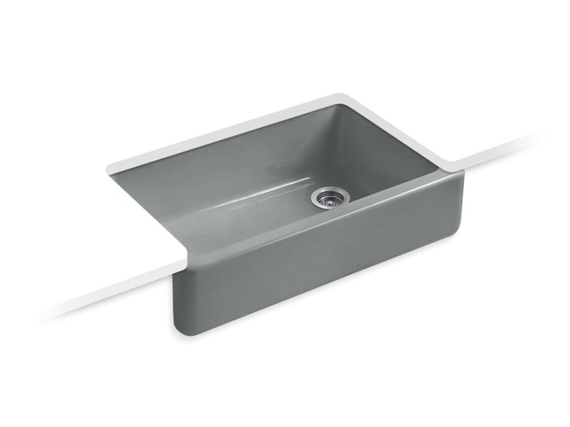 KOHLER K-6489-FT Whitehaven Undermount single-bowl farmhouse kitchen sink with tall apron