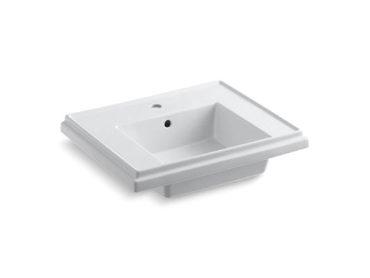 KOHLER K-2757-1-0 White Tresham 24" pedestal bathroom sink basin with single faucet hole