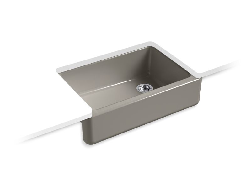 KOHLER K-5827-K4 Whitehaven 32-11/16" x 21-9/16" x 9-5/8" undermount single-bowl farmhouse sink with tall apron