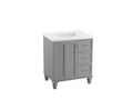 KOHLER K-99517-LGR-1WT Damask 30" Bathroom Vanity Cabinet In Mohair Grey