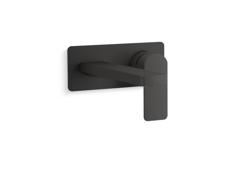 KOHLER K-22567-4-BL Matte Black Parallel Wall-mount single-handle bathroom sink faucet, 1.2 gpm