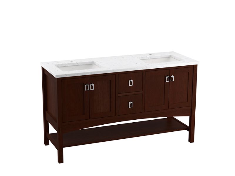 KOHLER K-99559-1WG Cherry Tweed Marabou 60" bathroom vanity cabinet