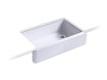 KOHLER K-6489-GRL Whitehaven Undermount single-bowl farmhouse kitchen sink with tall apron