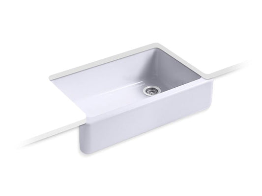 KOHLER K-6489-GRL Whitehaven Undermount single-bowl farmhouse kitchen sink with tall apron