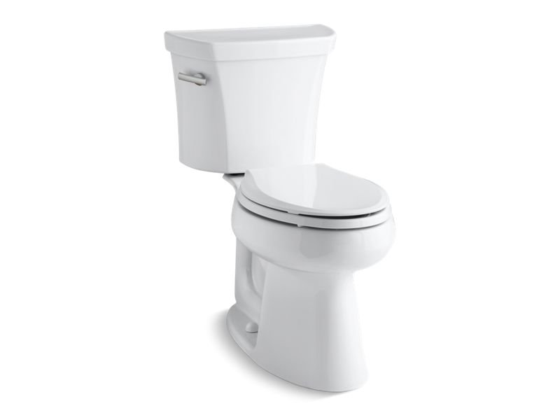 KOHLER Highline K-3979-T-0 White Two-piece elongated 1.6 gpf chair height toilet with tank cover locks