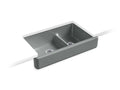 KOHLER K-6426-FT Whitehaven 35-1/2" x 21-9/16" x 9-5/8" Smart Divide undermount double-bowl large/medium farmhouse kitchen sink with short apron