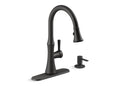 KOHLER K-R28706-SD-BL Kaori Pull-down kitchen sink faucet with soap/lotion dispenser In Matte Black