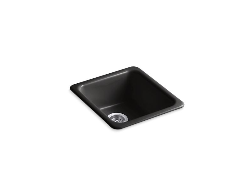 KOHLER K-6584-7 Black Black Iron/Tones 17" x 18-3/4" x 8-1/4" top-mount/undermount single-bowl kitchen sink