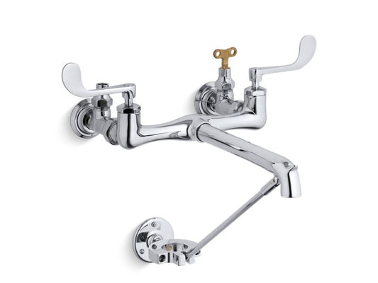 KOHLER K-7309-5A-CP Double wristblade lever handle service sink faucet with loose-key stops and spout with bottom wall brace