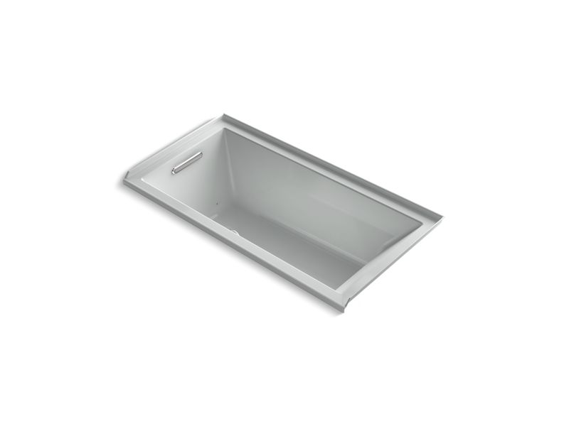 KOHLER K-1167-GHLW-95 Ice Grey Underscore 60" x 30" Heated BubbleMassage air bath with Bask, left drain