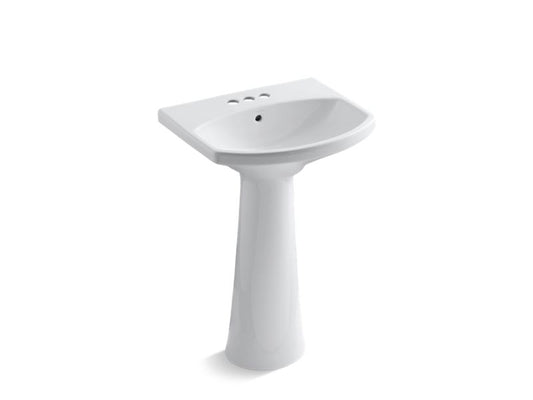 KOHLER K-2362-4-0 White Cimarron Pedestal bathroom sink with 4" centerset faucet holes