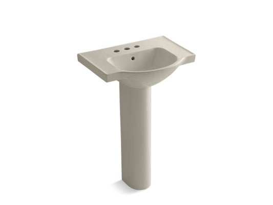 KOHLER K-5266-4-G9 Sandbar Veer 24" pedestal bathroom sink with 4" centerset faucet holes