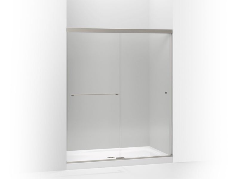 KOHLER K-707200-L-BNK Anodized Brushed Nickel Revel Sliding shower door, 70" H x 56-5/8 - 59-5/8" W, with 1/4" thick Crystal Clear glass