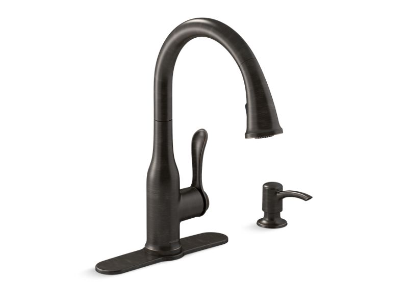 KOHLER K-R23863-SD-2BZ Motif Pull-down kitchen sink faucet with two-function sprayhead In Oil-Rubbed Bronze