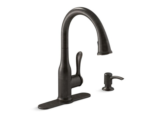 KOHLER K-R23863-SD-2BZ Oil-Rubbed Bronze Motif Pull-down kitchen faucet with soap/lotion dispenser