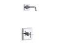KOHLER K-TLS13134-3B-CP Pinstripe Rite-Temp shower trim set with cross handle, less showerhead