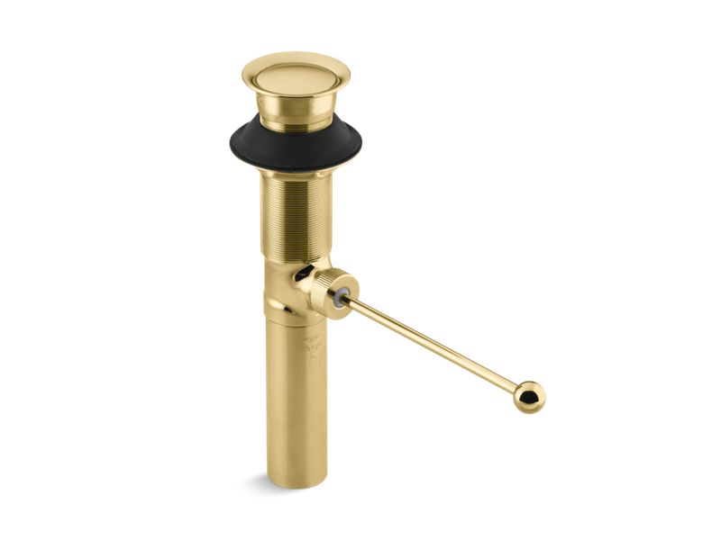 KOHLER K-7114-PB Vibrant Polished Brass Premier pop-up drain, exposed, without overflow