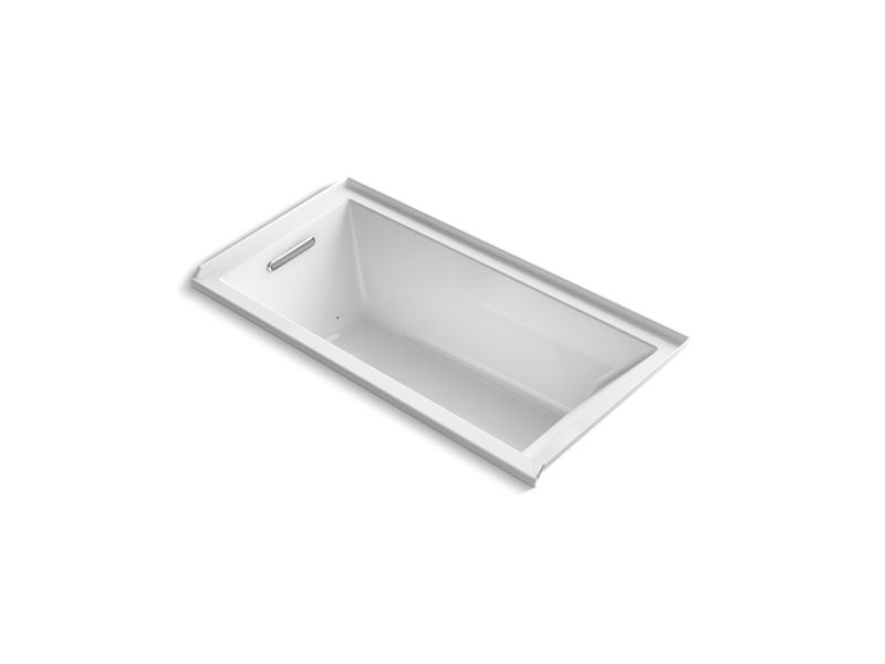 KOHLER K-1167-GHVL-0 Underscore 60" X 30" Alcove Vibracoustic Bath With Heated Bubblemassage, Left Drain In White