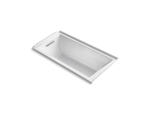 KOHLER K-1167-GHVL-0 Underscore 60" X 30" Alcove Vibracoustic Bath With Heated Bubblemassage, Left Drain In White